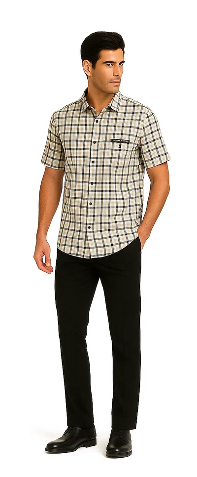 Mens Plaid Walking Suit in black by Dreams by Zacchi – 2 Piece Leisure Outfit with Matching Shirt and Pants - $99 3   - from alligatorwarehouse.com