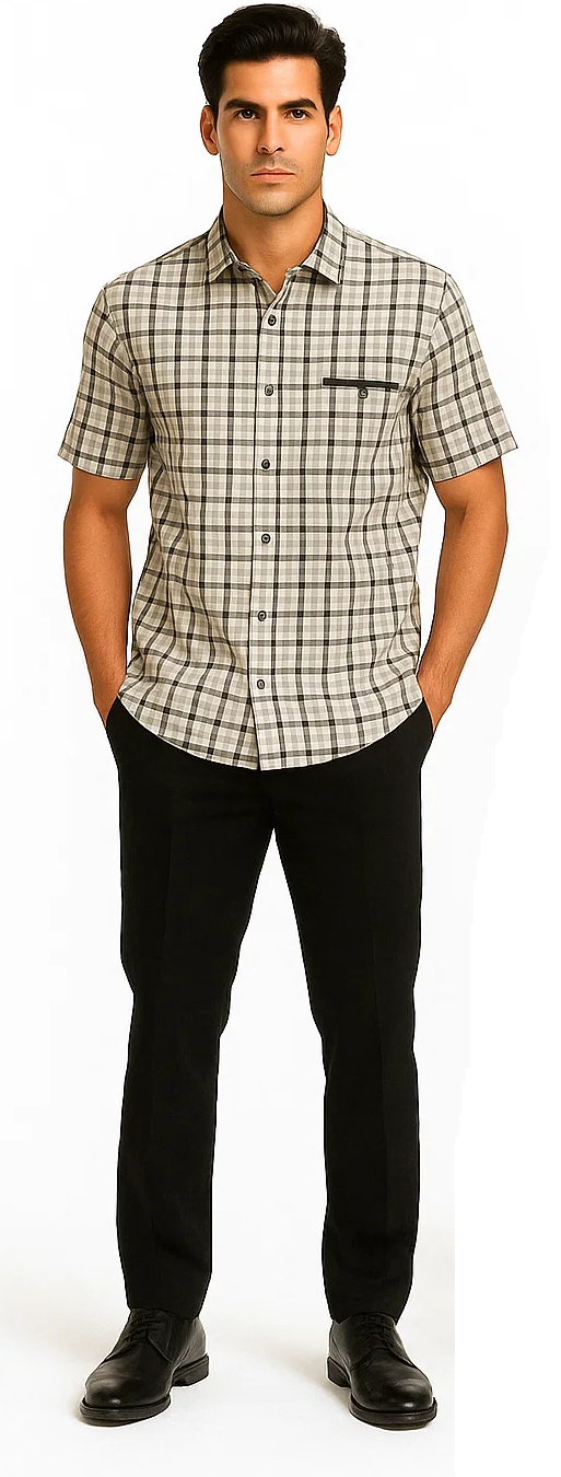 Mens Plaid Walking Suit in black by Dreams by Zacchi – 2 Piece Leisure Outfit with Matching Shirt and Pants - $99 5   - from alligatorwarehouse.com