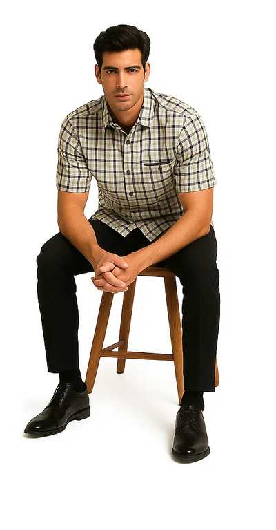 Mens Plaid Walking Suit in black by Dreams by Zacchi – 2 Piece Leisure Outfit with Matching Shirt and Pants - $99 6   - from alligatorwarehouse.com