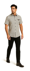 Mens Plaid Walking Suit in black by Dreams by Zacchi – 2 Piece Leisure Outfit with Matching Shirt and Pants - $99