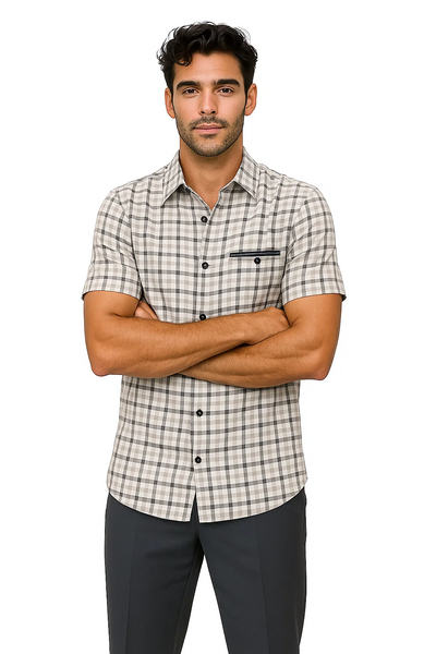 Mens Plaid Walking Suit in grey by Dreams by Zacchi – 2 Piece Leisure Outfit with Matching Shirt and Pants - $99 2   - from alligatorwarehouse.com