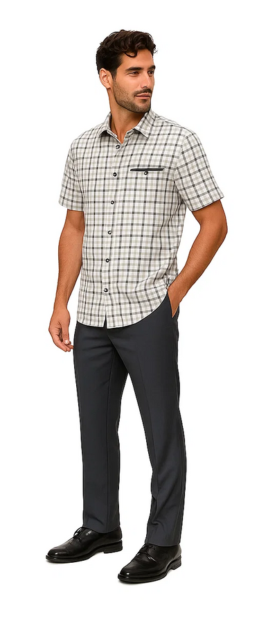Mens Plaid Walking Suit in grey by Dreams by Zacchi – 2 Piece Leisure Outfit with Matching Shirt and Pants - $99 3   - from alligatorwarehouse.com