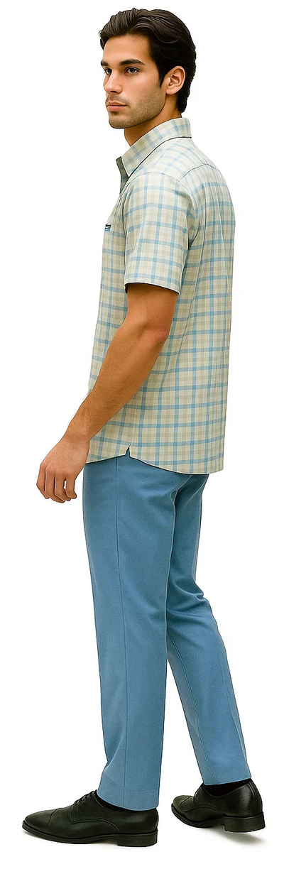 Mens Plaid Walking Suit in Powder Blue by Dreams by Zacchi – 2 Piece Leisure Outfit with Matching Shirt and Pants - $99 3   - from alligatorwarehouse.com