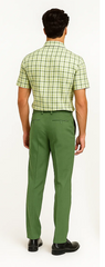 Mens Plaid Walking Suit in sage  by Dreams by Zacchi – 2 Piece Leisure Outfit with Matching Shirt and Pants - $99