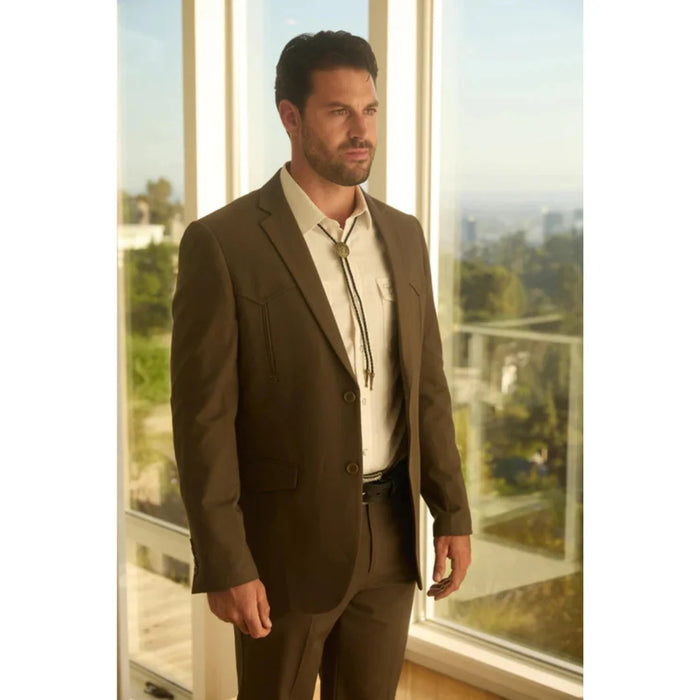 Men’s Platini Brown Western-Style Sport Suit with Elbow Patch Detail