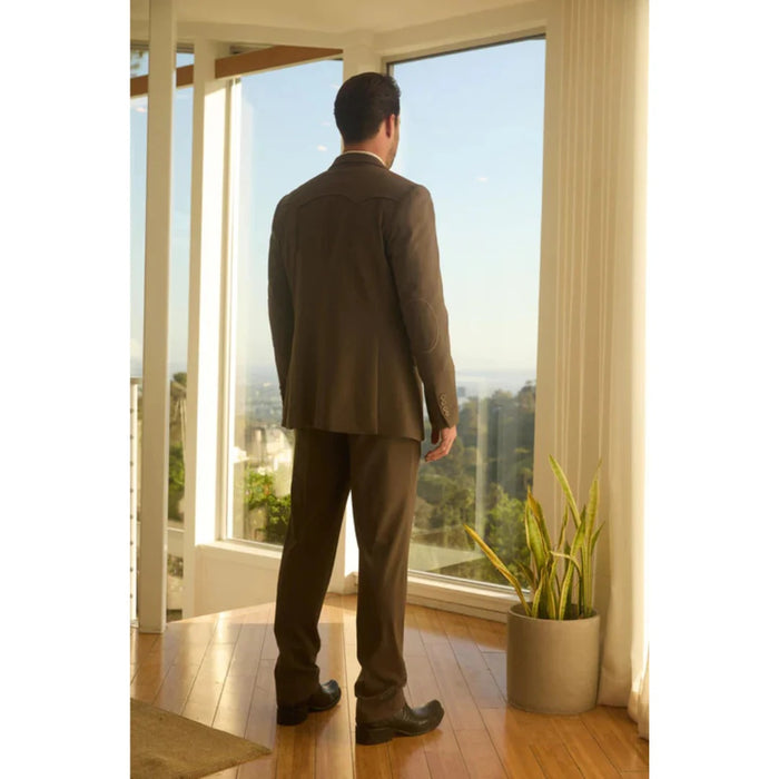 Men’s Platini Brown Western-Style Sport Suit with Elbow Patch Detail