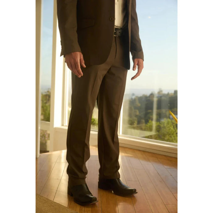 Men’s Platini Brown Western-Style Sport Suit with Elbow Patch Detail