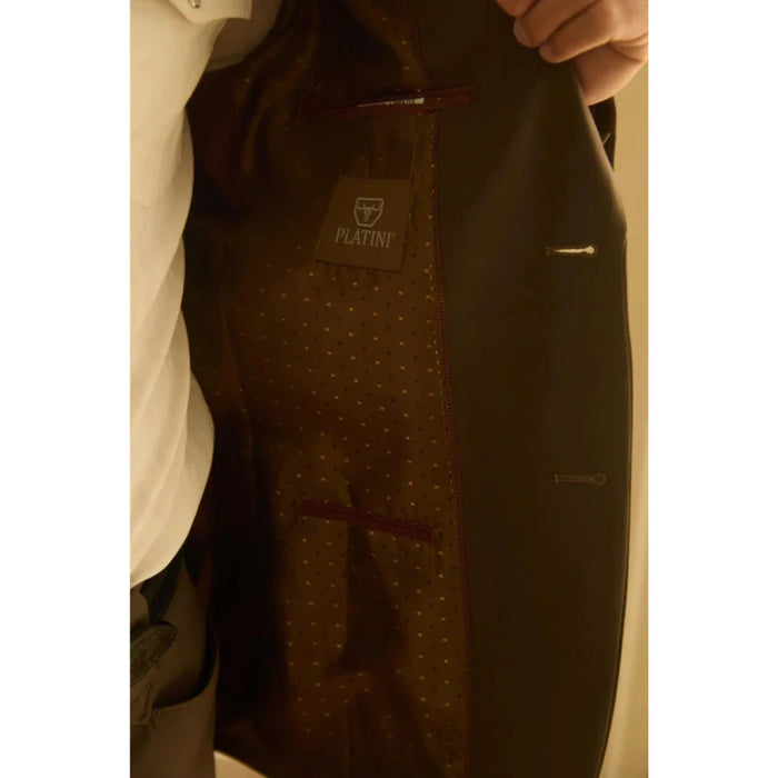 Men’s Platini Brown Western-Style Sport Suit with Elbow Patch Detail