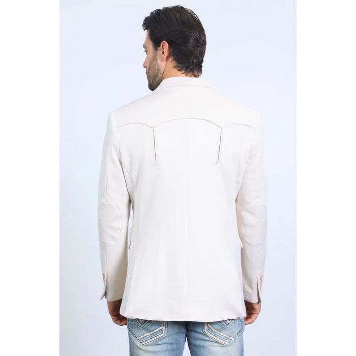 Men’s Platini Double-Button Faux Suede Blazer in Off White