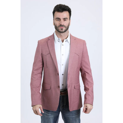 Men’s Platini Salmon Western Style Double Button Blazer