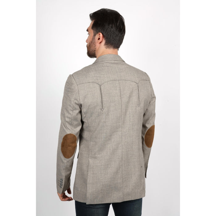 Men’s Platini Western Sport Coat – Heather Beige with Elbow Patch Detail