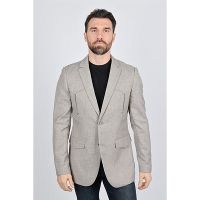 Men’s Platini Western Sport Coat – Heather Beige with Elbow Patch Detail