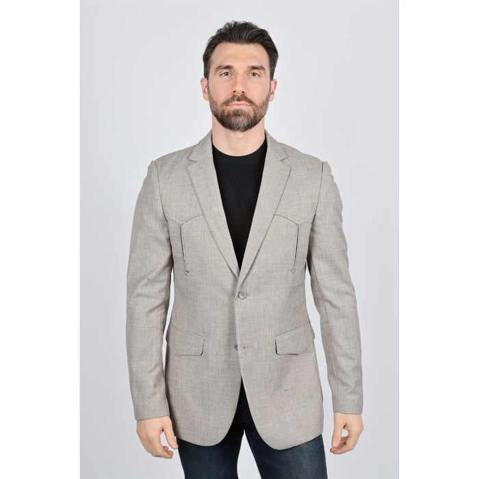 Men’s Platini Western Sport Coat – Heather Beige with Elbow Patch Detail