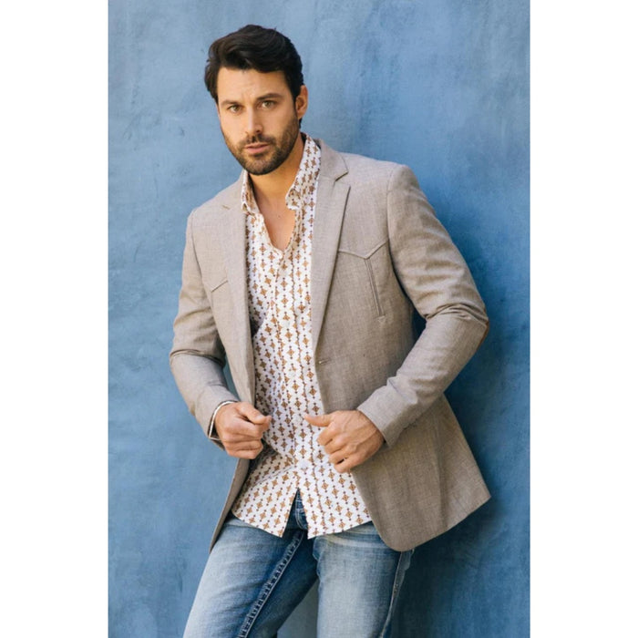 Men’s Platini Western Sport Coat – Heather Beige with Elbow Patch Detail