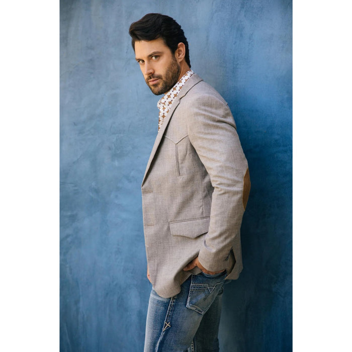 Men’s Platini Western Sport Coat – Heather Beige with Elbow Patch Detail