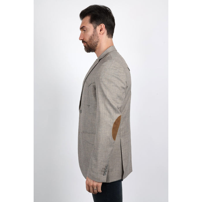 Men’s Platini Western Sport Coat – Heather Beige with Elbow Patch Detail