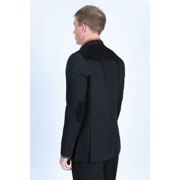 Men’s Platini Western-Style Black Sport Coat with Suede Accents and Elbow Patches