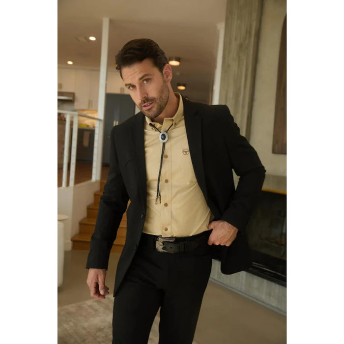 Men’s Platini Western-Style Black Sport Suit with Elbow Patch Detail