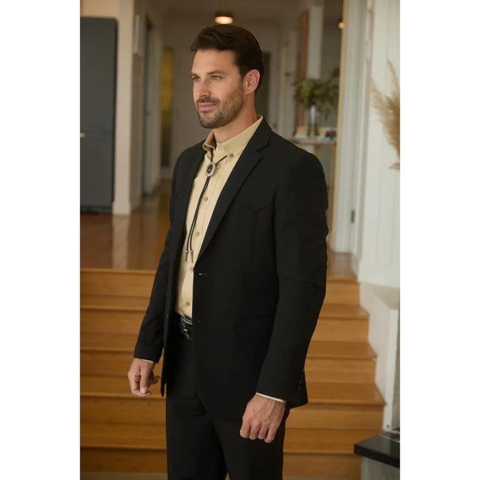 Men’s Platini Western-Style Black Sport Suit with Elbow Patch Detail