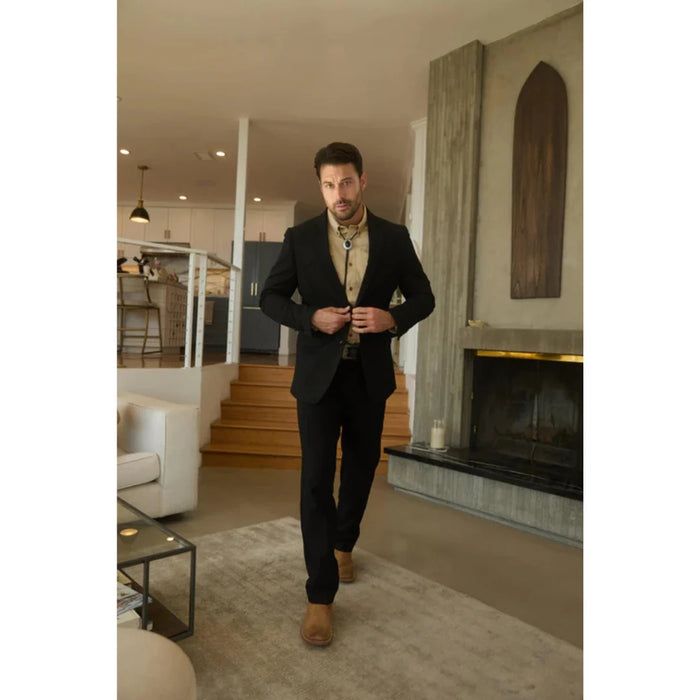 Men’s Platini Western-Style Black Sport Suit with Elbow Patch Detail