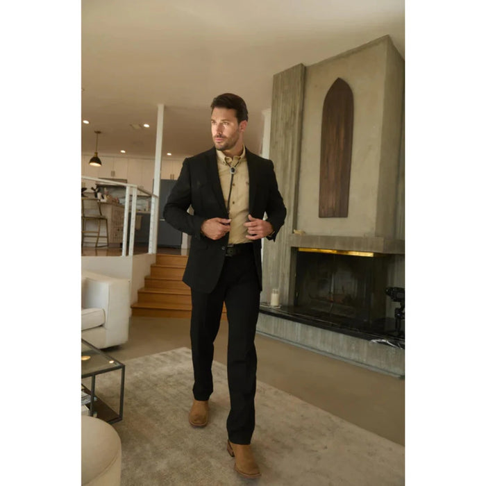 Men’s Platini Western-Style Black Sport Suit with Elbow Patch Detail