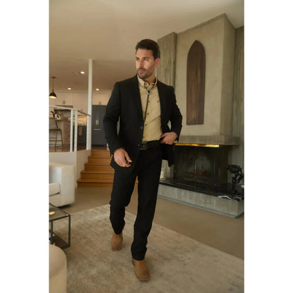 Men’s Platini Western-Style Black Sport Suit with Elbow Patch Detail
