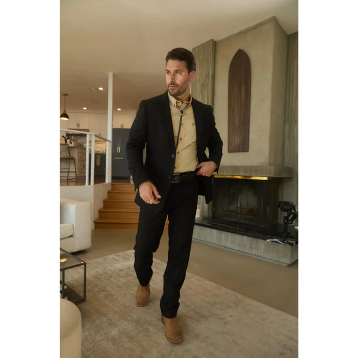 Men’s Platini Western-Style Black Sport Suit with Elbow Patch Detail