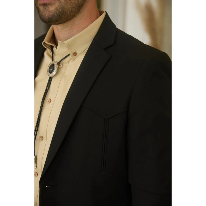 Men’s Platini Western-Style Black Sport Suit with Elbow Patch Detail