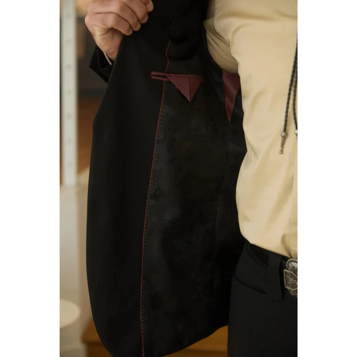 Men’s Platini Western-Style Black Sport Suit with Elbow Patch Detail