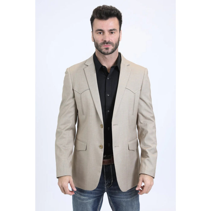 Men’s Platini Western Style Double-Breasted Blazer – Taupe/Beige