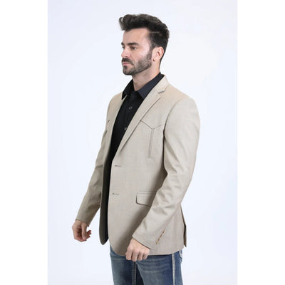 Men’s Platini Western Style Double-Breasted Blazer – Taupe/Beige