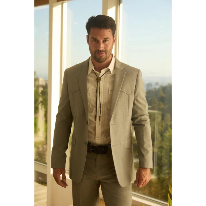 Men’s Platini Western-Style Grey Sport Suit with Elbow Patch Detail