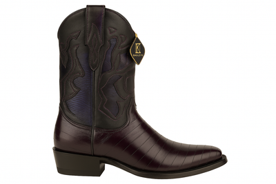 Men's King Exotic Snip Toe Eel Boots Handcrafted Burnished Purple (494RD0866) 2   - from alligatorwarehouse.com