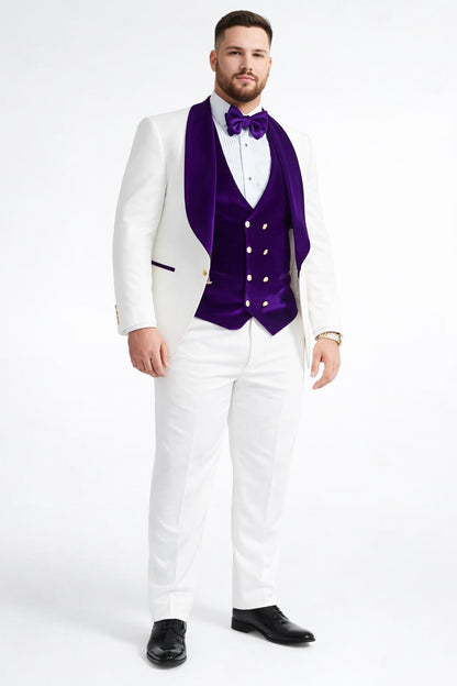 Purple Prom Suit - Purple Prom Outfit -White and Purple Prom  Tuxedo