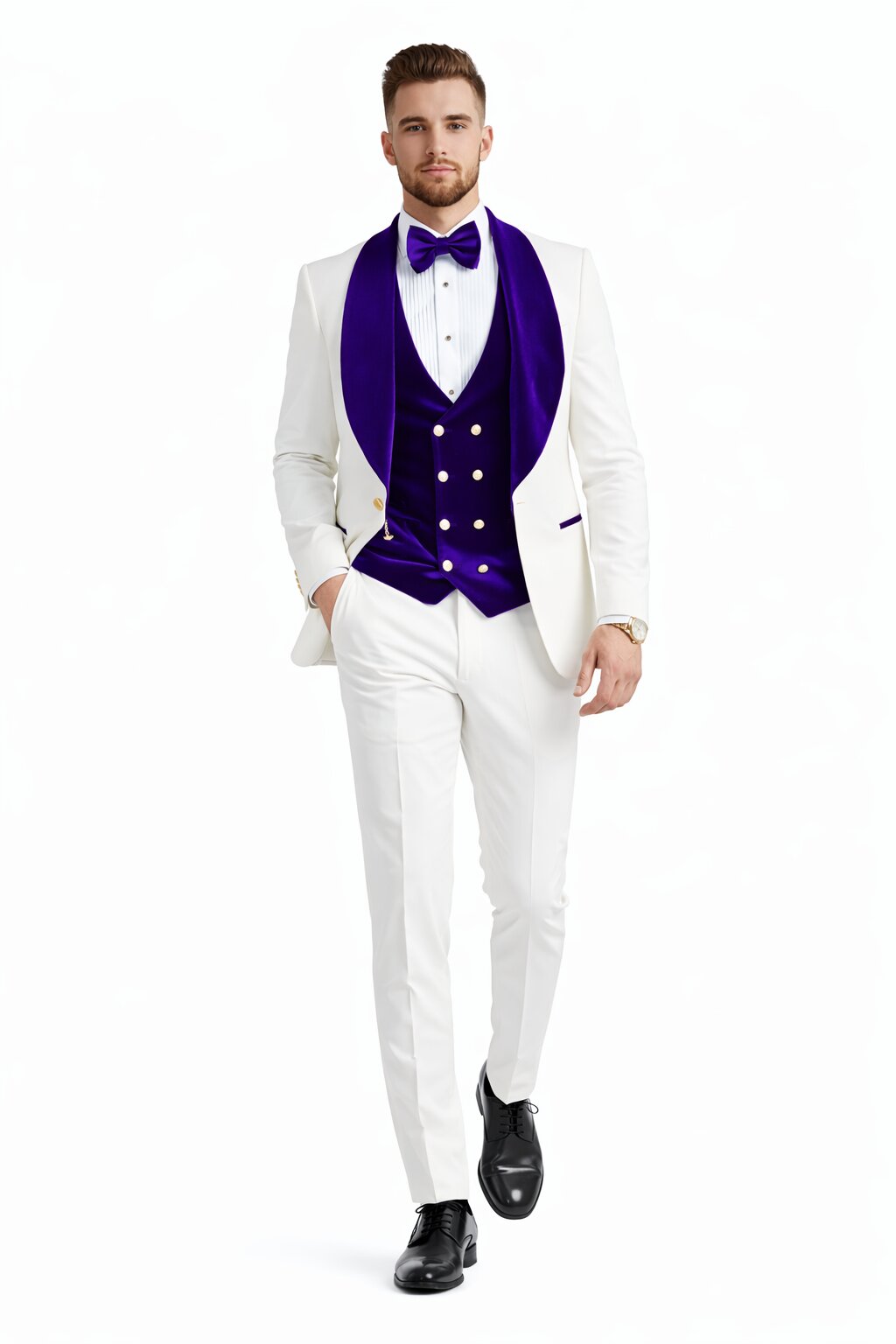 Purple Prom Suit - Purple Prom Outfit -White and Purple Prom  Tuxedo