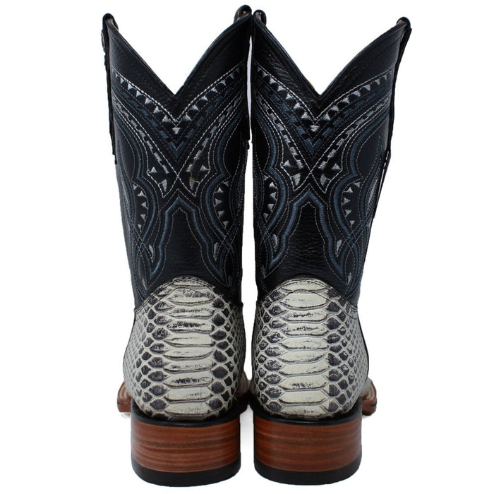 Men's Los Altos Python Skin Wide Square Toe Boots - Porto Brown 5   - from alligatorwarehouse.com