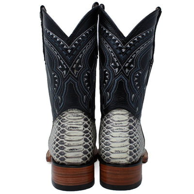 Men's Los Altos Python Skin Wide Square Toe Boots - Porto Brown 5   - from alligatorwarehouse.com