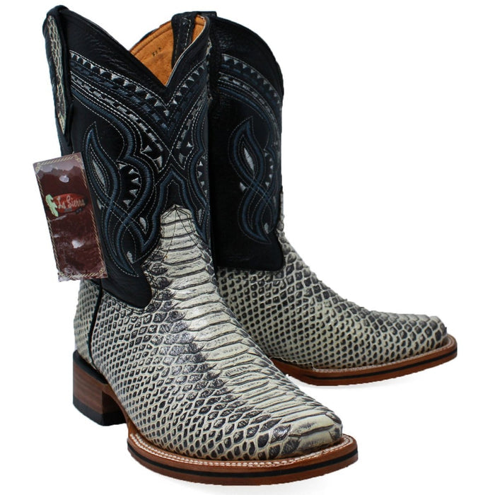 Men's Los Altos Python Skin Wide Square Toe Boots - Porto Brown 1   - from alligatorwarehouse.com