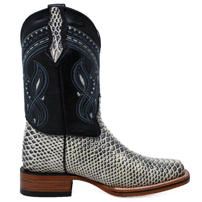 Men's Los Altos Python Skin Wide Square Toe Boots - Porto Brown 3   - from alligatorwarehouse.com