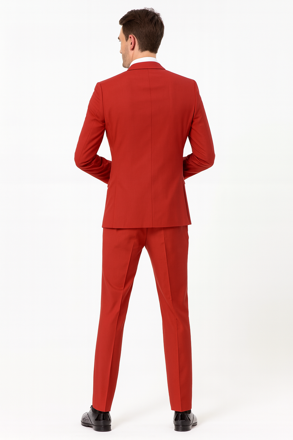 Men’s Red And White Lapel Three-Piece Tuxedo with Sequin Lapel and Matching Bow Tie - Chirstmas Suit 2   - from alligatorwarehouse.com