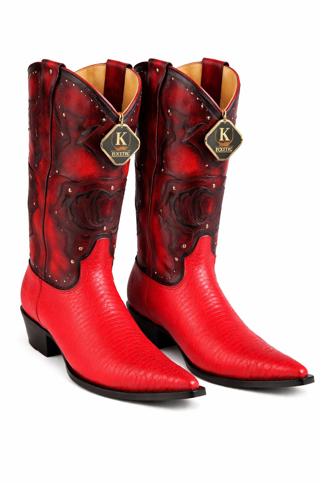 Men's King Exotic Boots Teju Lizard 3x Toe Red (495vf0712)