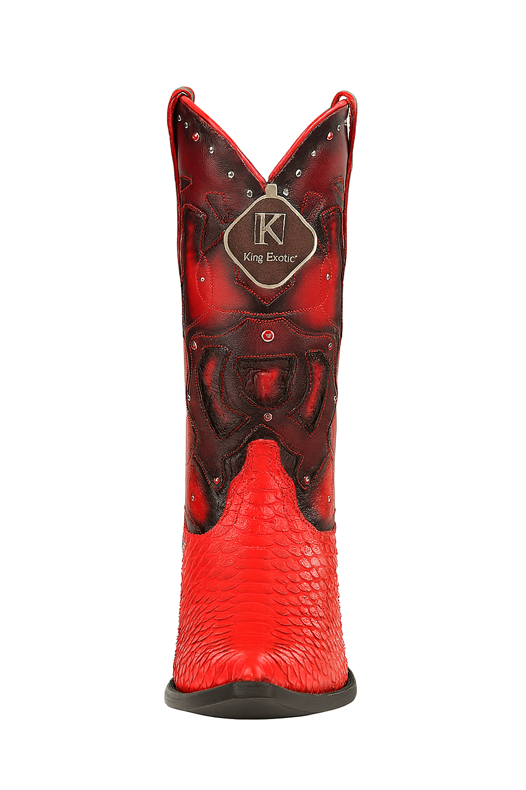 Men's King Exotic Boots Genuine Python 3x Toe Red (495vf5712) 5   - from alligatorwarehouse.com