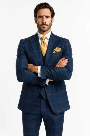 Rossi Man Max RM1840 – Slim Fit 3-Piece Formal Suit for Men