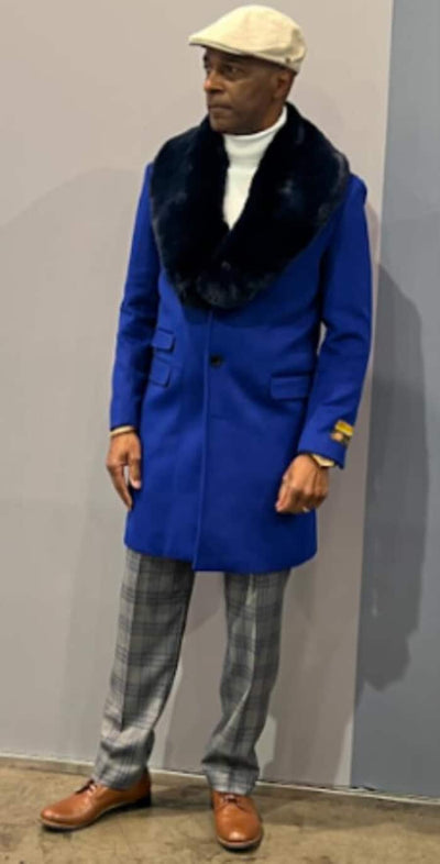 Mens Royal Blue Overcoat - Blue Topcoat - Carcoat 1   - from alligatorwarehouse.com