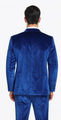 Men’s Royal Blue Velvet Peak Lapel Suit – 2-Piece Skinny Fit Formalwear by Tazzio