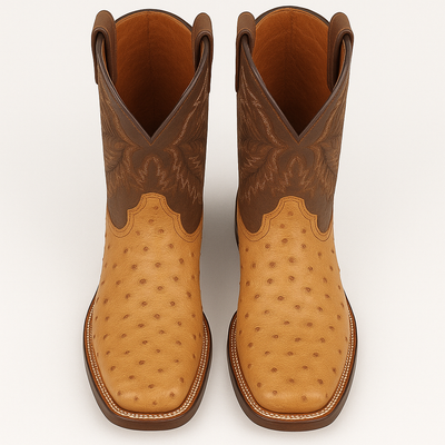 Dan Post Men's Alamosa Full Quill Ostrich Square Toe Boots - Sand 3 DP3876_7_D  - from alligatorwarehouse.com