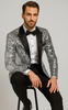 Men’s Silver Sequin Tuxedo Jacket with Black Satin Lapel – Event Blazer 4   - from alligatorwarehouse.com