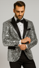 Men’s Silver Sequin Tuxedo Jacket with Black Satin Lapel – Event Blazer 6   - from alligatorwarehouse.com