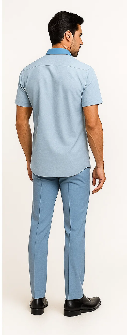 Men’s Houndstooth Walking Suit by Dreams by Zacchi – 2 Piece Lei sure Set in Sky Blue - $99