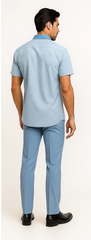 Men’s Houndstooth Walking Suit by Dreams by Zacchi – 2 Piece Lei sure Set in Sky Blue - $99